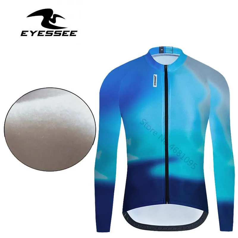 

Мужская Зимняя Теплая Флисовая веломайка EYESSEE 2022, флисовые Топы с длинным рукавом для шоссейного велосипеда, трикотажные изделия для горног...
