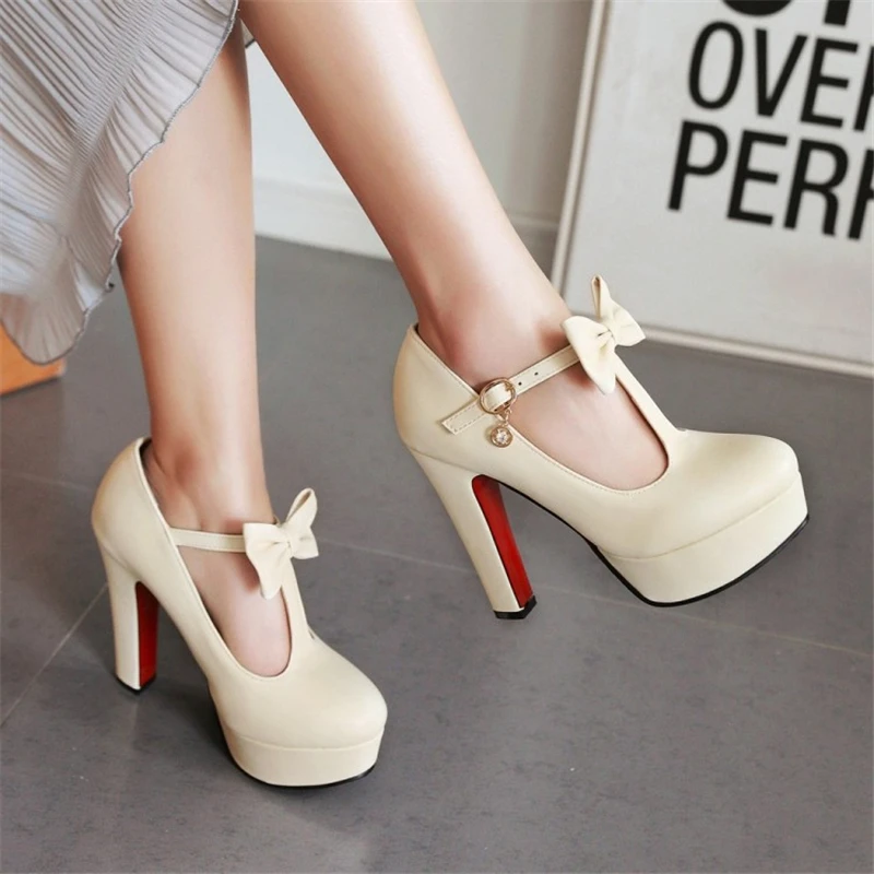 Женские туфли на толстом каблуке розовые водонепроницаемые большого размера
