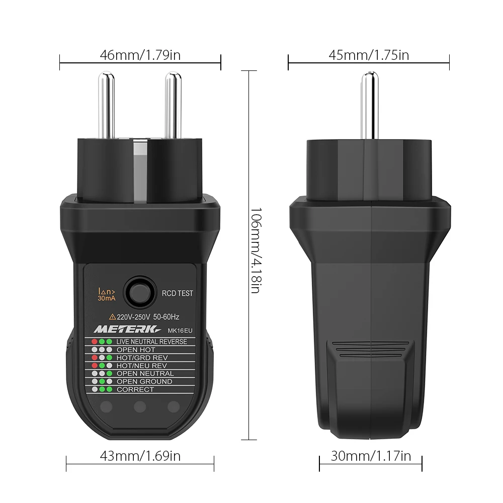 Meterk RCD электрическая розетка тестер выключатель искатель автоматический