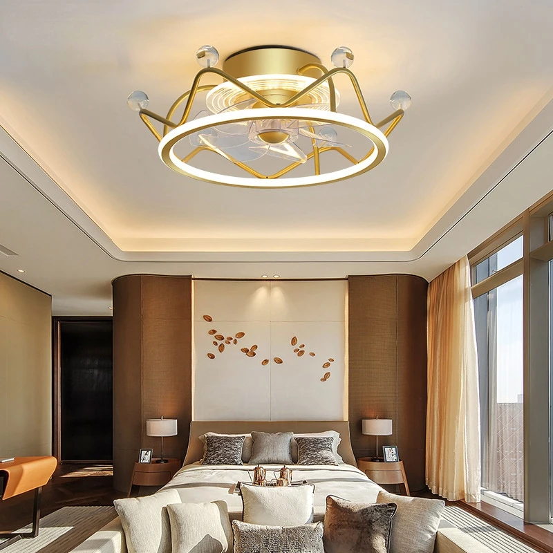 

European Style LED Ceiling Fan with Lights Remote Control Bedroom Decor Ventilador Lamp Bedroom Dining Ceiling Fan Lamps