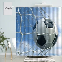 sports theme shower curtain football photographer athlete men home bathroom wall decor with hook waterproof polyester screen