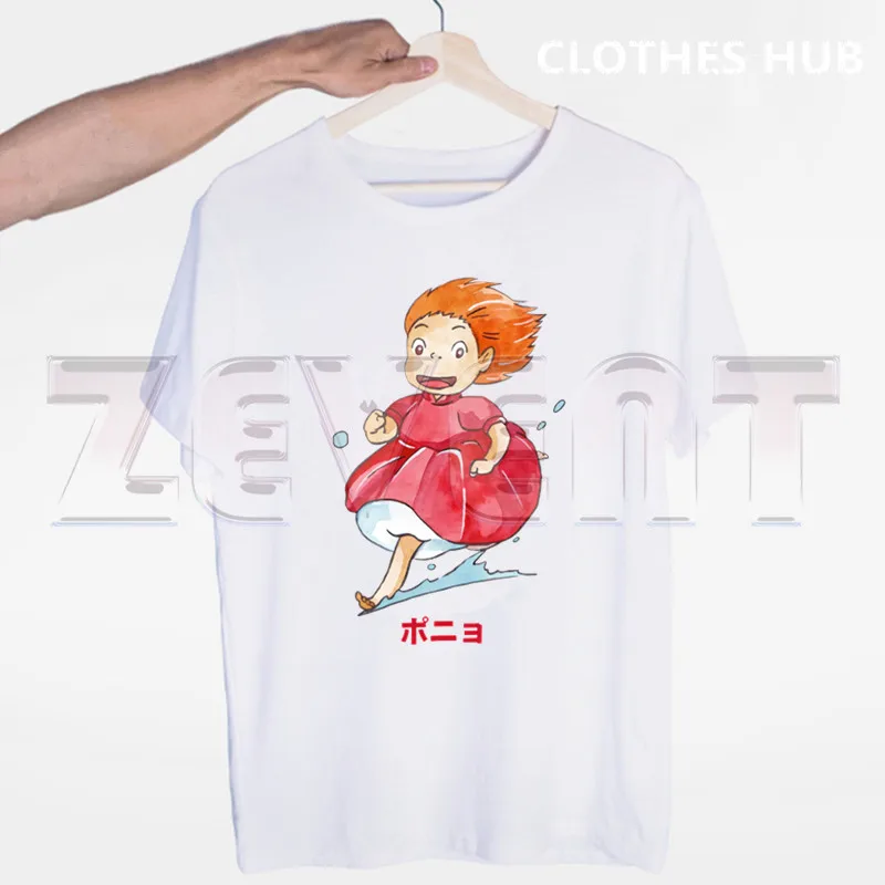 Футболка Ponyo на скале для плавания из аниме лапша футболка мужские и женские топы