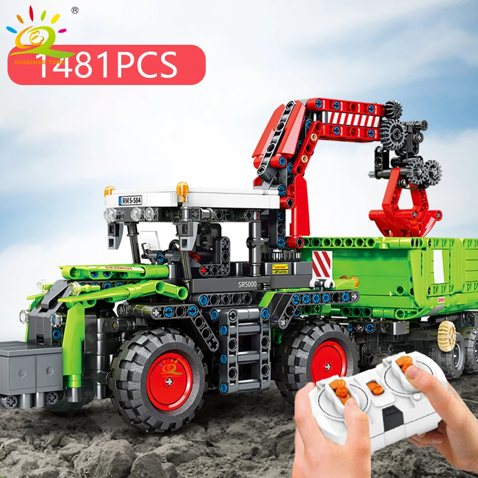 HUIQIBAO 1481 шт RC инженерный трактор грузовик высокотехнологичный строительный блок