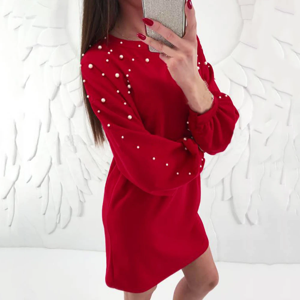 Женское свободное платье CALOFE повседневное мини-платье с круглым вырезом и