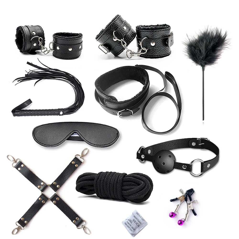

Novelty Exotic Accessiories Leather Exercise Harness Sports Kit of 10pcs Fun Binding Toys