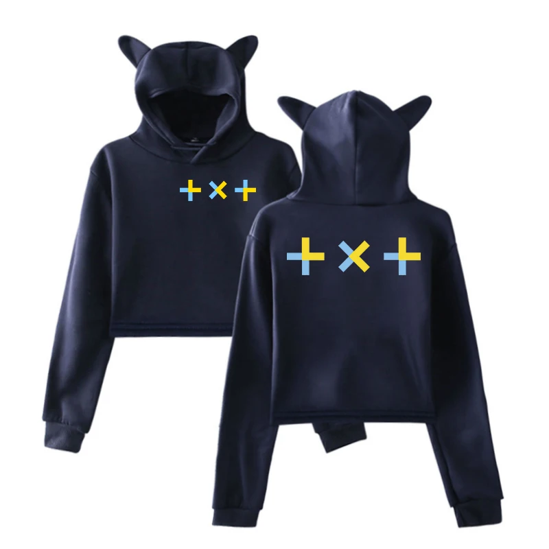 Модные Kpop TXT женские толстовки с капюшоном и кошачьими ушками для подростков