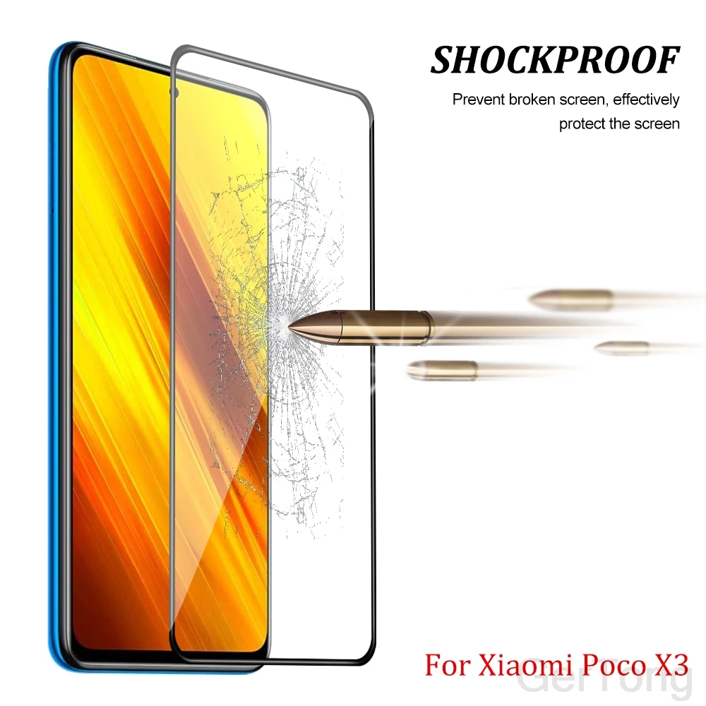 

3Pcs Full Cover Glass On The For Xiaomi Poco X3 NFC Tempered Glass For Xiaomi Poco X3 Screen Protector For Poco X3 Full Films