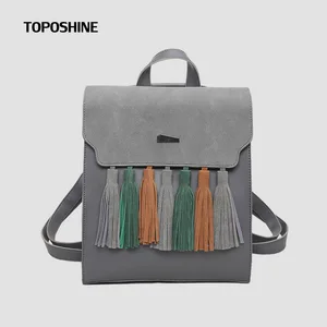 Модный Цветной квадратный рюкзак Toposhine с кисточками для девочек, женский рюкзак из ПУ кожи, модные школьные сумки 1617