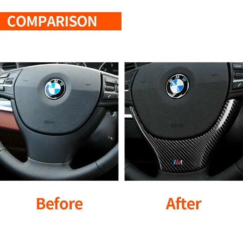 

Car Accessories Carbon Fiber Steering Wheel Cover & Start Stop Button for BMW 5 Serie F10 F07