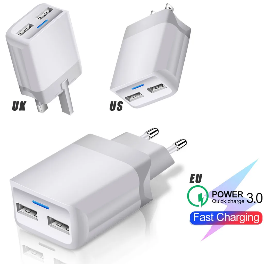 Новое зарядное устройство QC3.0 с 2 портами USB быстрая зарядка для Samsung вилка