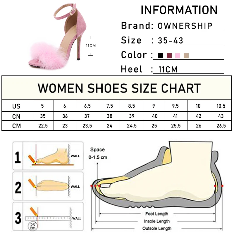 

Women's Fur Sandal 2021 Summer Ladies Sexy Thin High Heels Female Outdoor Party Ankle Buckle Pumps Women Casual Shoes Plus Size