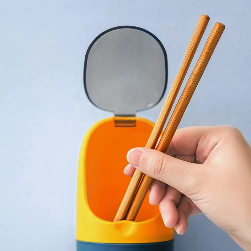 

1pcs Chopstick Holder Tableware Storage Box Dustproof Wall Mounted Kitchen Household Drain Save Space Chopsticks Cage Organizer