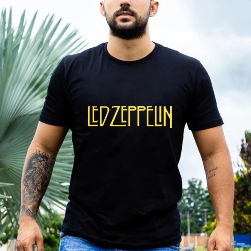 Led-Zep Rock Band футболка Для мужчин хлопковая уличная одежда с изображением рок-н-ролл