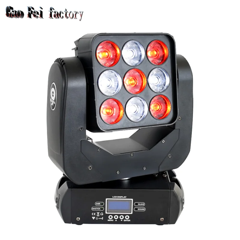 Светодиодные прожекторы с движущейся головкой Lyre Beam 9x12 Вт RGBW 4 в 1 эффект