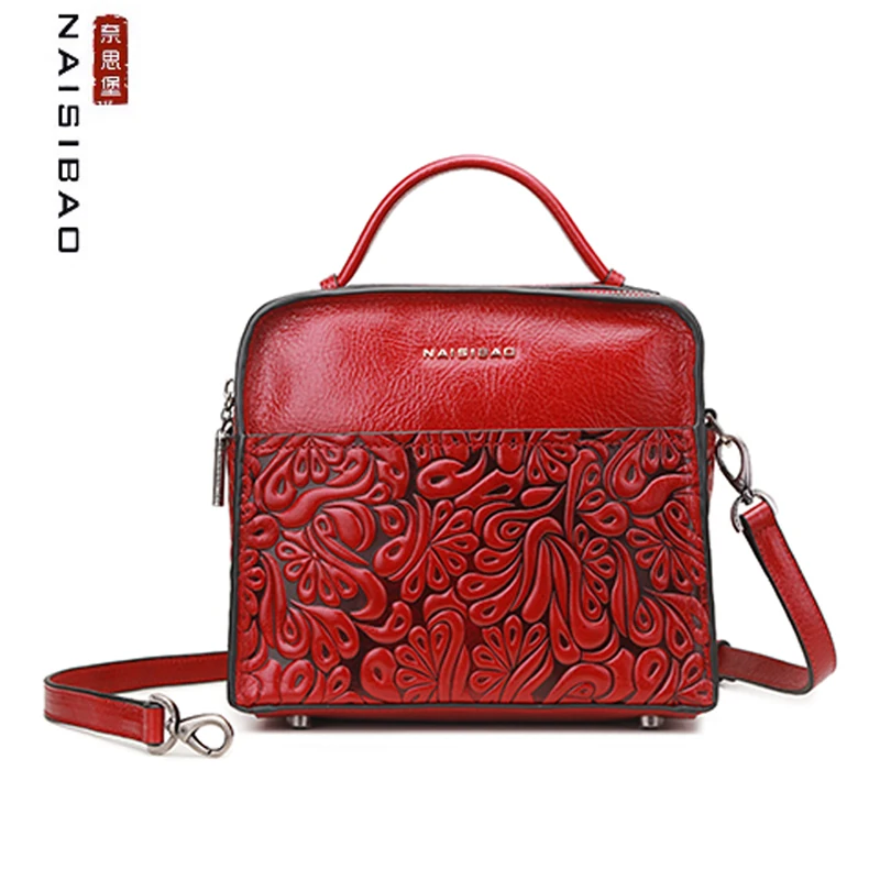 Новинка 2020 сумка NAISIBAO из натуральной кожи рельефная в стиле ретро модная