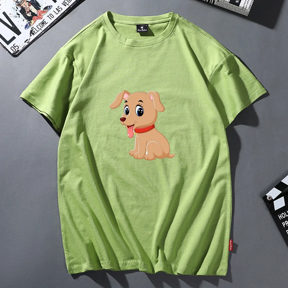 

Милая женская футболка Ulzzang в стиле Харадзюку, милая мультяшная футболка, Корейская забавная футболка большого размера в стиле панк с собакой, женская футболка с круглым вырезом