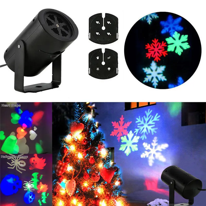 Christmas Snow Laser Projector Outdoor LED Fairy Light Projection 12 Film Cards Holidays Wedding Christmas Decoration For Home