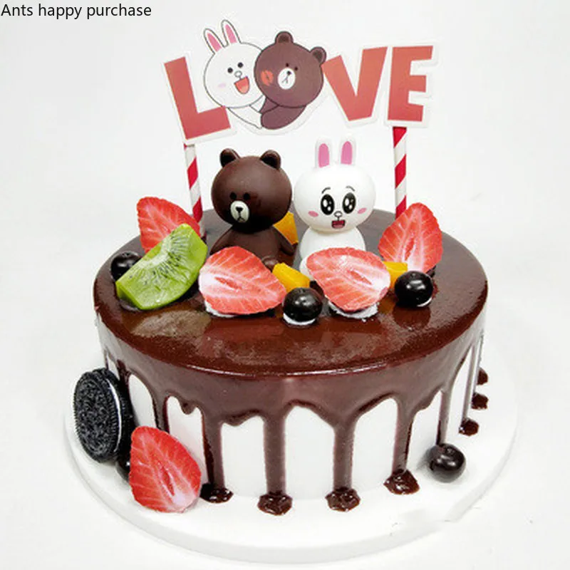 Модель фруктового торта мультяшный образец имитация медведя кролика поддельный
