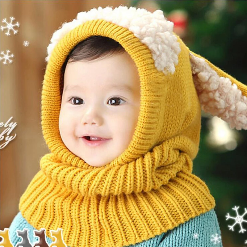 Mother Kids Baby Clothing Accessories Hats Caps Unisex Winter Knitted Infant Toddler Beanies Hooded Scarf Earflap Newborn | Детская