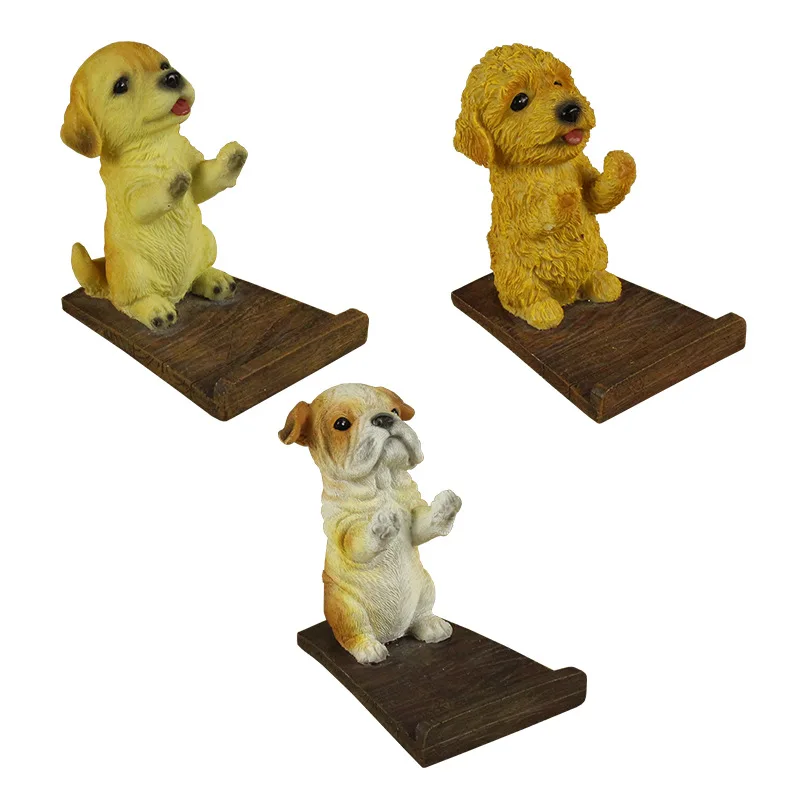 

8.6" Simulation Cute Pets Puppy Skateboard Phone Holder Home Ornaments Crafts PVC Action Figure Collectible Model Toy 20CM J5