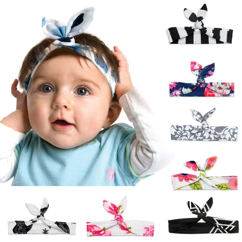 

Baby Girls Soft Floral Headwraps For Newborn Infant Toddler Knotted Stretch Hair Accessories