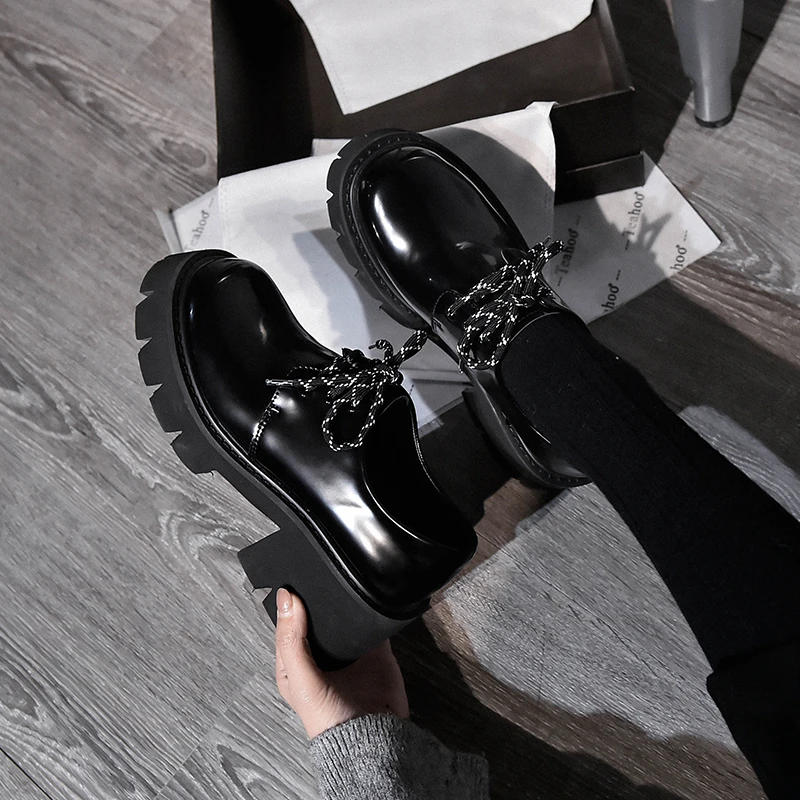 Женские туфли Дерби в британском стиле ретро на плоской подошве оксфорды круглый