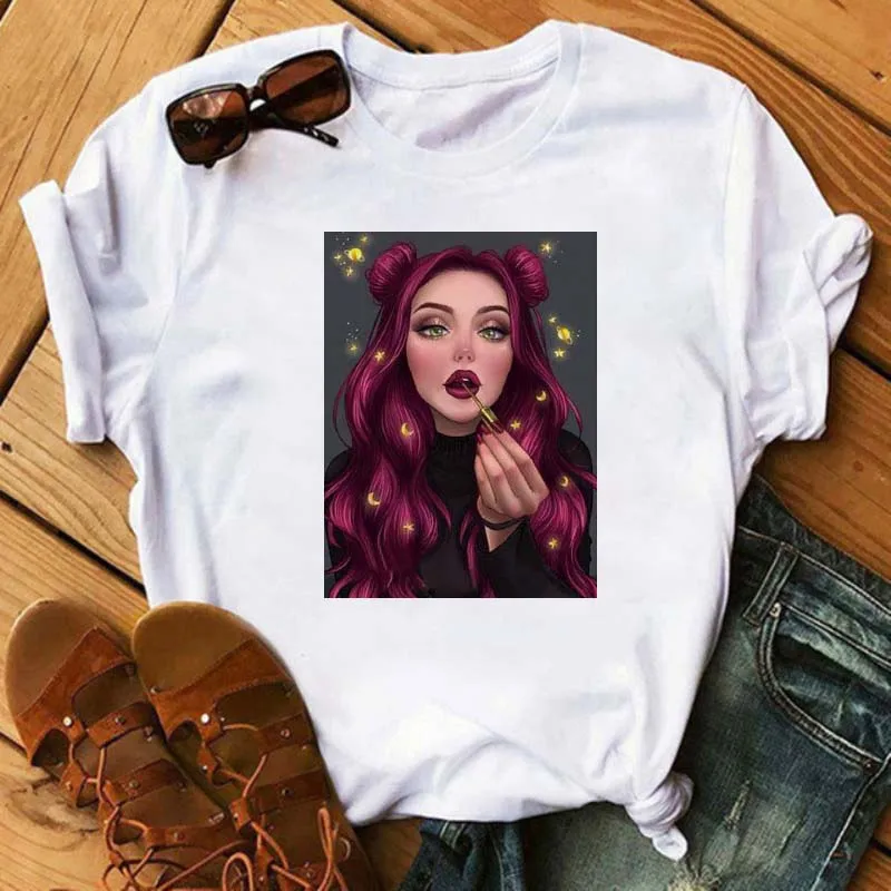 

Cool Black Girl Print Female T-shirt Harajuku T-shirts for Women Summer Hip Hop T Shirt Punk Tee Shirt Femme Tops Tee