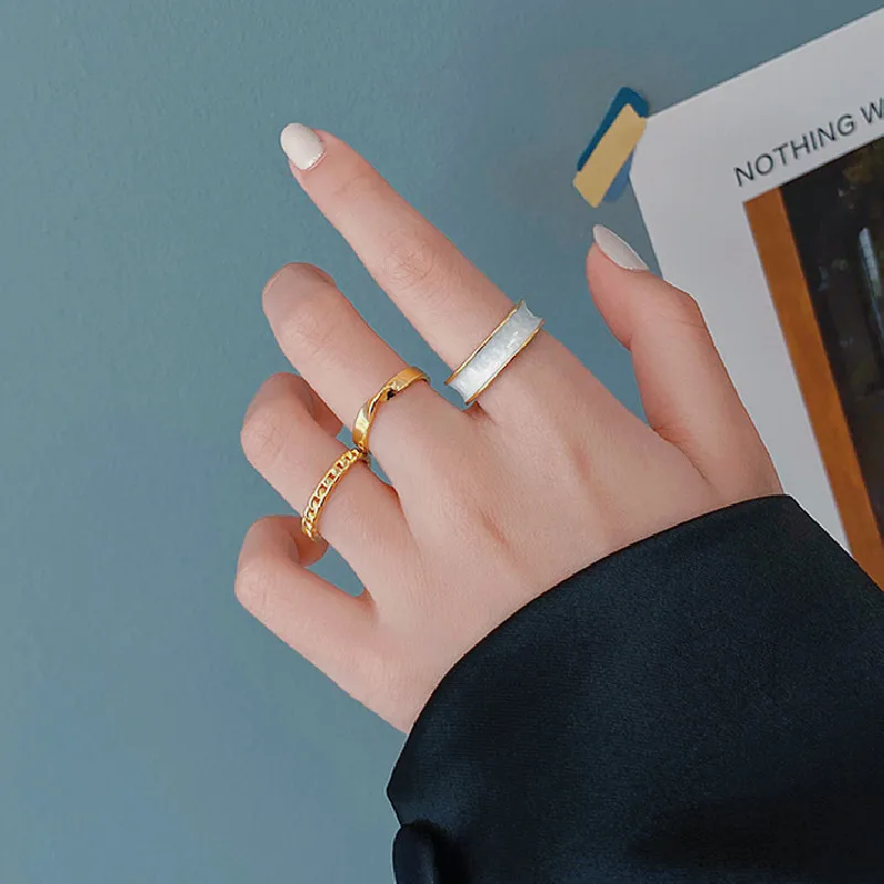 

3pcs Hip-hop cold wind street snap ring opening finger ring chain buckle Aesthetic accessorie joint ring halloween jewelry