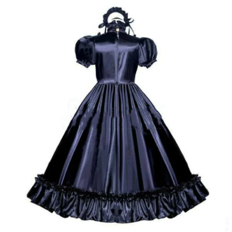 Черное атласное платье с замком французский стиль костюм для косплея