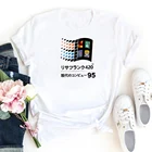 Забавная Корейская футболка с аниме-рисунком, женские повседневные футболки с круглым вырезом, черная и белая футболка, Женская хлопковая свободная футболка для женщин