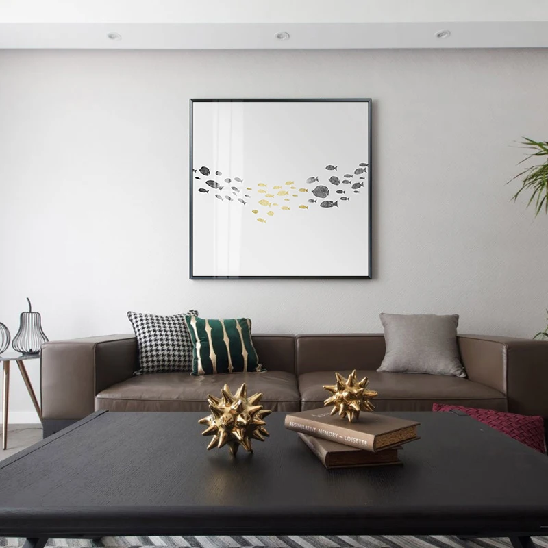 Абстрактная Современная холщовая живопись плакат и печать гостиная рыба
