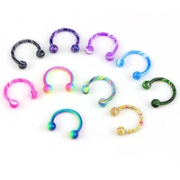 sellsets mix 10pcs new coating stainless steel horseshoe piercing balls circular barbells lip nose rings body jewelry wholesale