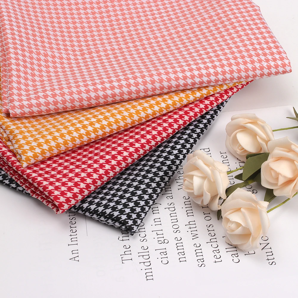 

Chiffon Fabric By The Meter Houndstooth Printed Cloth Sheets for Skirt Upper Clothes Handmade DIY Home Textile Supplies 45*150cm