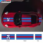 Гоночный автомобиль в полоску, Стайлинг, капюшон на крышу, хвост, Декор, наклейка, авто тело, спортивные линии, Виниловая наклейка для Porsche 911 GT3 RS Carrera