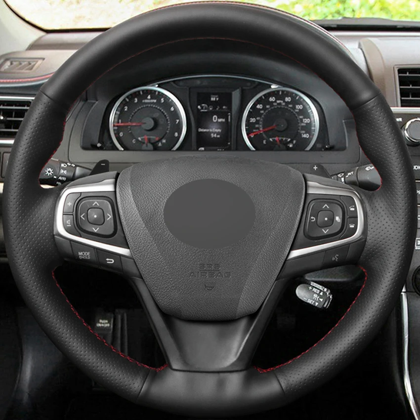Черный ПУ Искусственная Кожа DIY Чехол рулевого колеса автомобиля для Toyota Camry 2015 2017