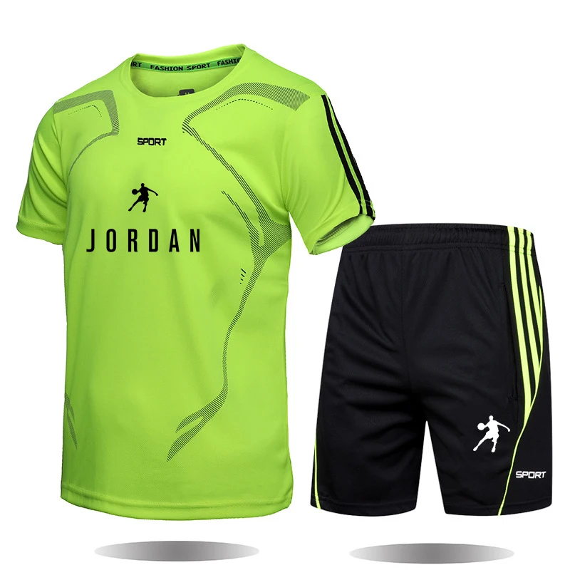 

2021 new hot sale letter printing men's T-shirt sports suit couple quick-drying casual running wear summer short-sleeved shorts