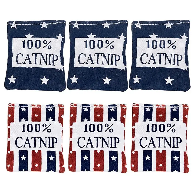 

6PCS Cat Chew Toy Bite-resistant Canvas Cat Bite Toy Cat Teething Toy Catnip Toy 6cm X 7cm