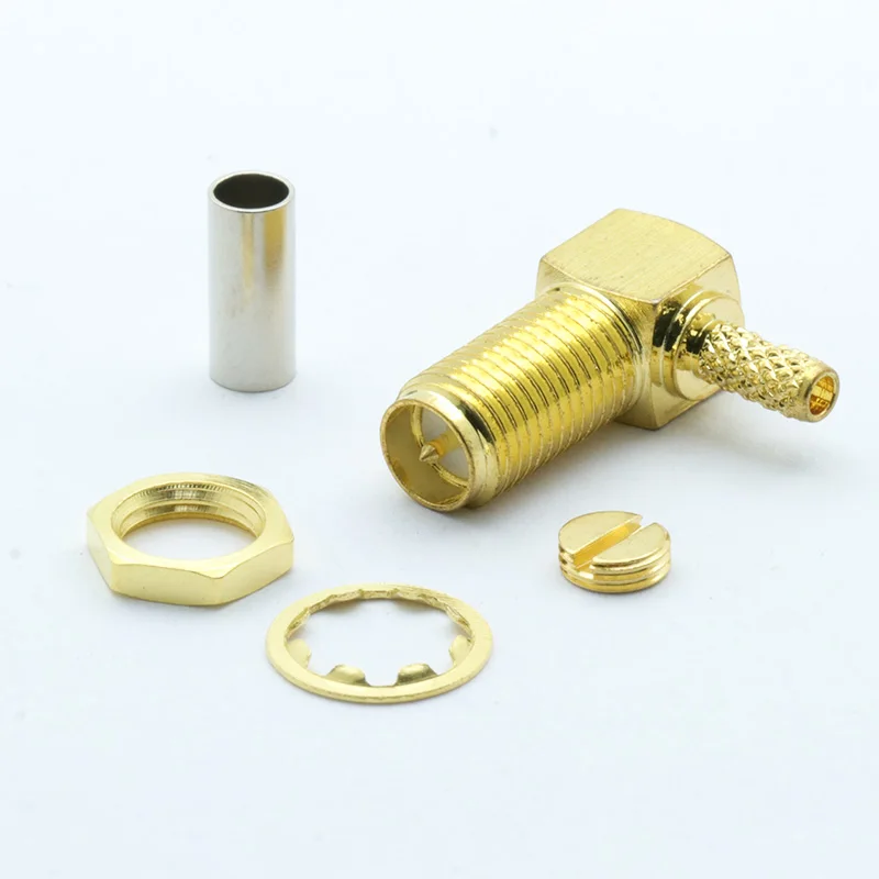 100 шт. позолоченный коннектор RP SMA с гнездом под прямым углом Разъем RF 90 градусов