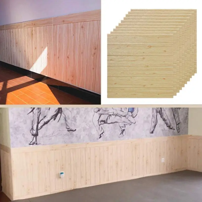 

3D Wall Stickers Self Adhesive 3D Wallpaper Background Wall Home Decor Stickers Wood Grain Living Room Wall Sticker