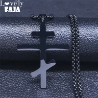 mens russian orthodox cross statement necklace womenmen black color stainless steel necklace jewelry collier homme n3099s03