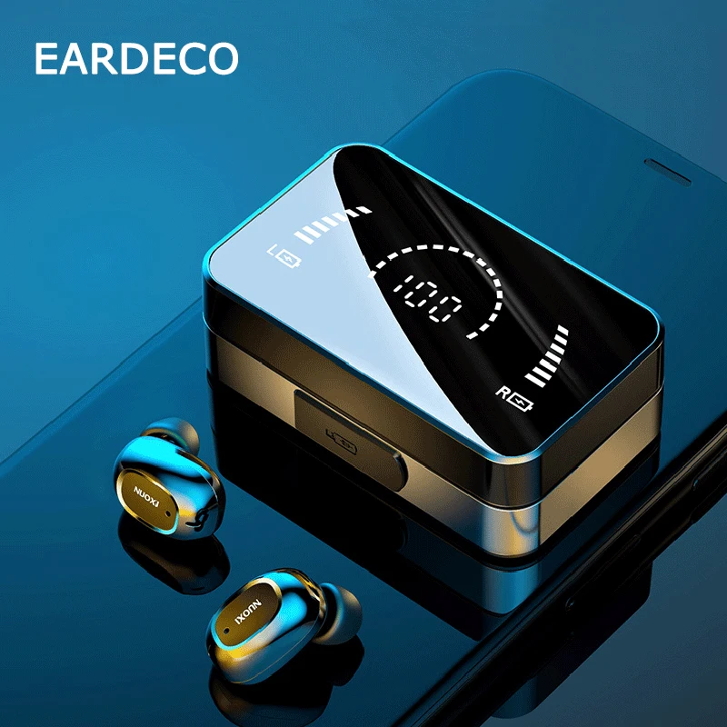 

EARDECO Mirror Screen Wireless Headphones Bass Bluetooth Earphone 3500mAh Sport Wireless Earphones Earbuds In Ear Headset Mic