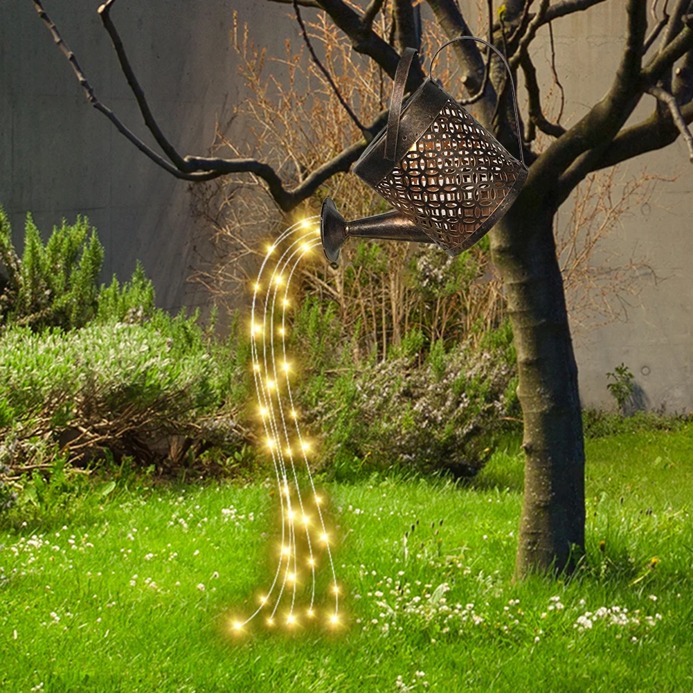 

Solar LED Watering Kettle Lamp Waterproof Metal Art Sprinkler Kettles Light Garden Plug Rod Lamp Courtyard Landscape Decor 1pcs