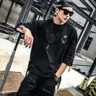 Корейский модный мужской уличный стиль Idopy кружевной панк готический пуловер дизайнерский стимпанк подол хип-хоп свитшоты с аксессуарами