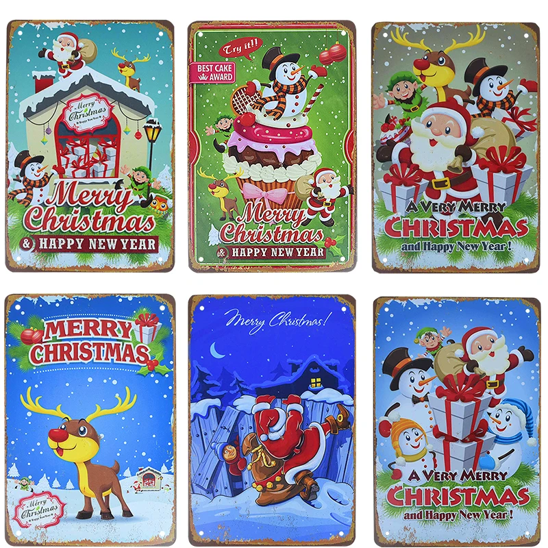 1 шт. веселое Рождество ретро металлическая картина &quotзнак&quot металлические