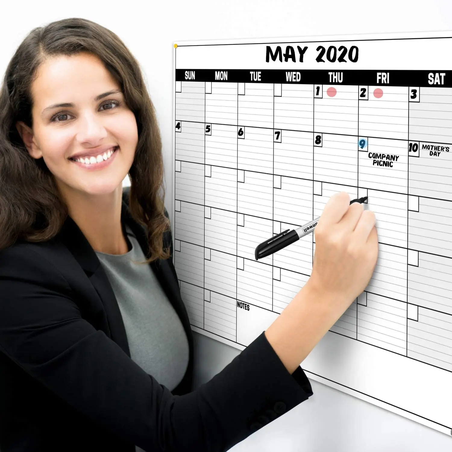 A2 Größe Dry-Erase Kalender Bord für Wand Aufkleber Büro Monatliche Kalender Blatt für Wand Monat Planer Bord 8pc Feine Spitze Marker