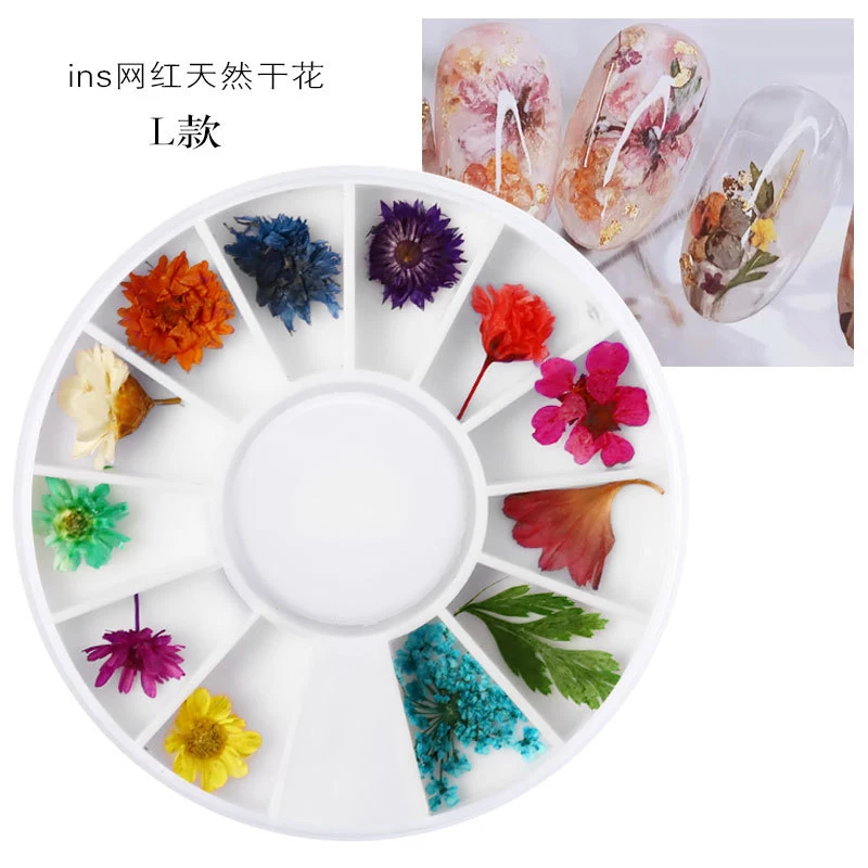 

Mix Dried Flowers Nail Decorations Natural Floral Leaf Stickers 3D Manicure DIY Designs Polish Nail Art Accessories