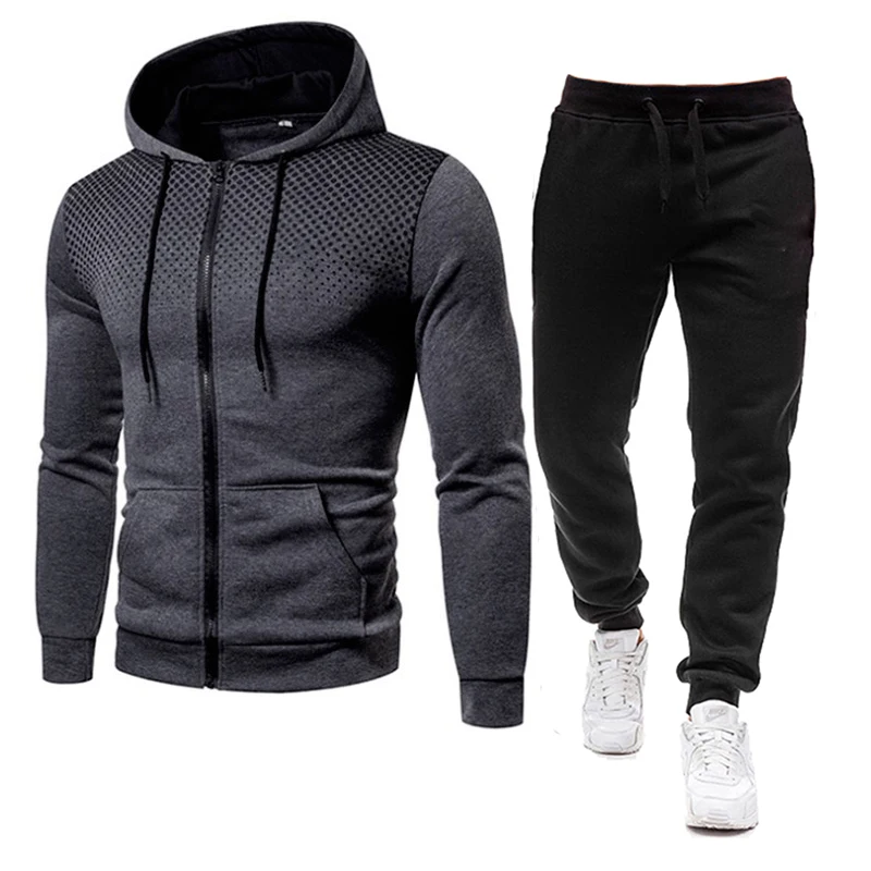 

Suit Polka Dot Sportswear Men'S Polyester 2021 New Autumn Two-Piece Sportswear Suit Men'S Casual Sportswear + Pants Hoodie