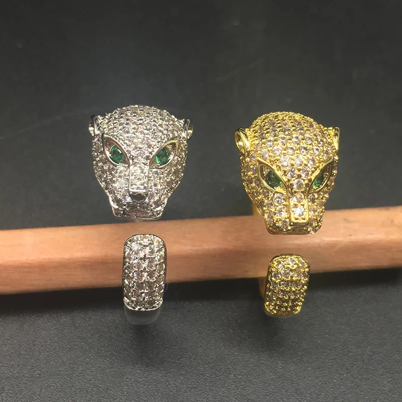 Высококачественное Открытое кольцо с головой леопарда для женщин и мужчин