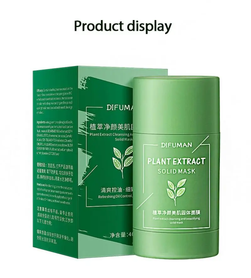 

Tiffman Green Tea Solid Mask Stick Cleansing Blackheads Oil Control and Acne Deep Cleansing Smear Mud Green Skin Care TSLM1