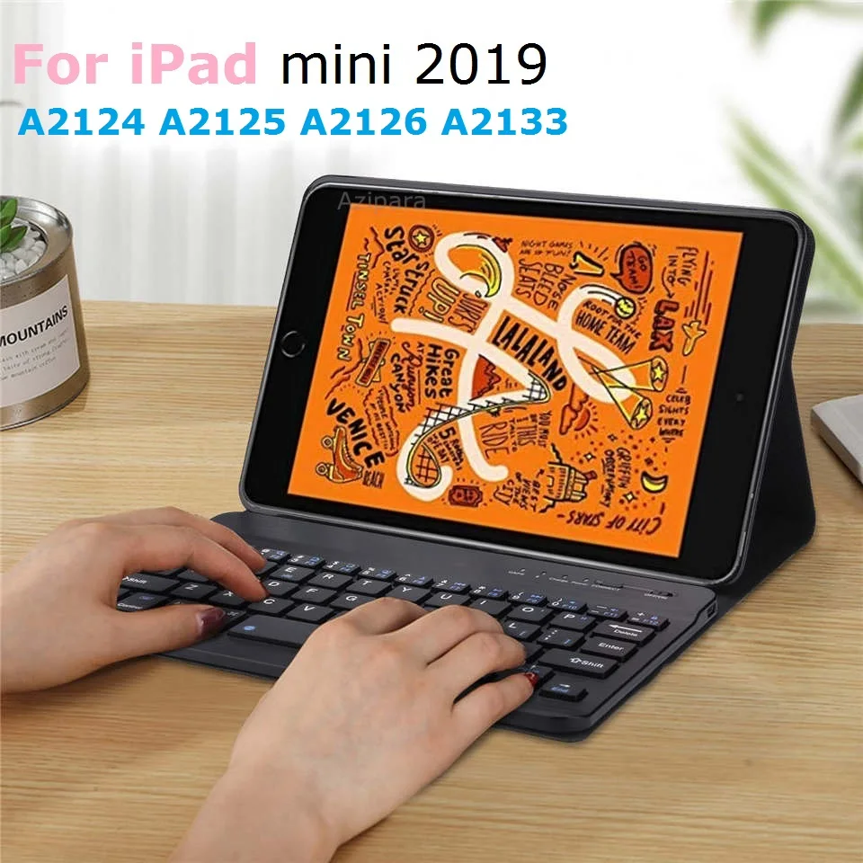 

Slim Coque for iPad mini 2019 mini 5 Keyboard Case A2133 A2124 Russian Spanish Language Keyboard Cover for iPad mini 5 2019 Case